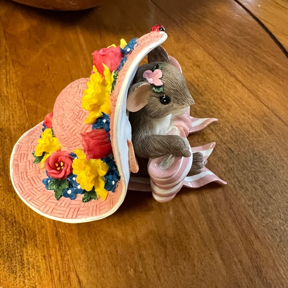 Fitz & Floyd Charming Tails "Pretty In Pink" Mouse Figurine NIB 89/229